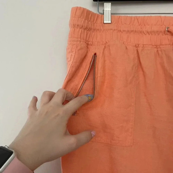 Athleta Cabo Linen Jogger Pants in Orange Size 16 - Picture 5 of 7